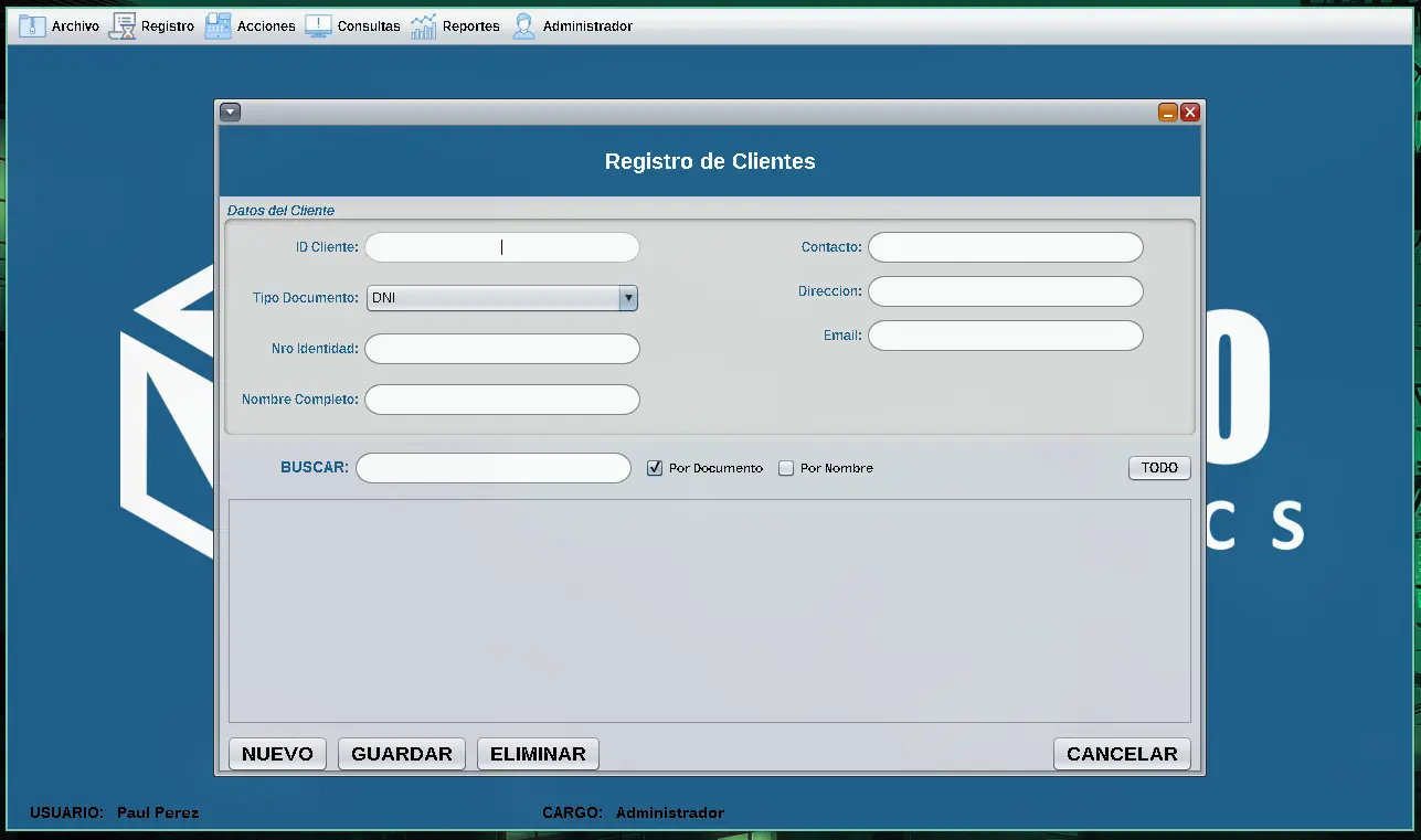 Registro de clientes