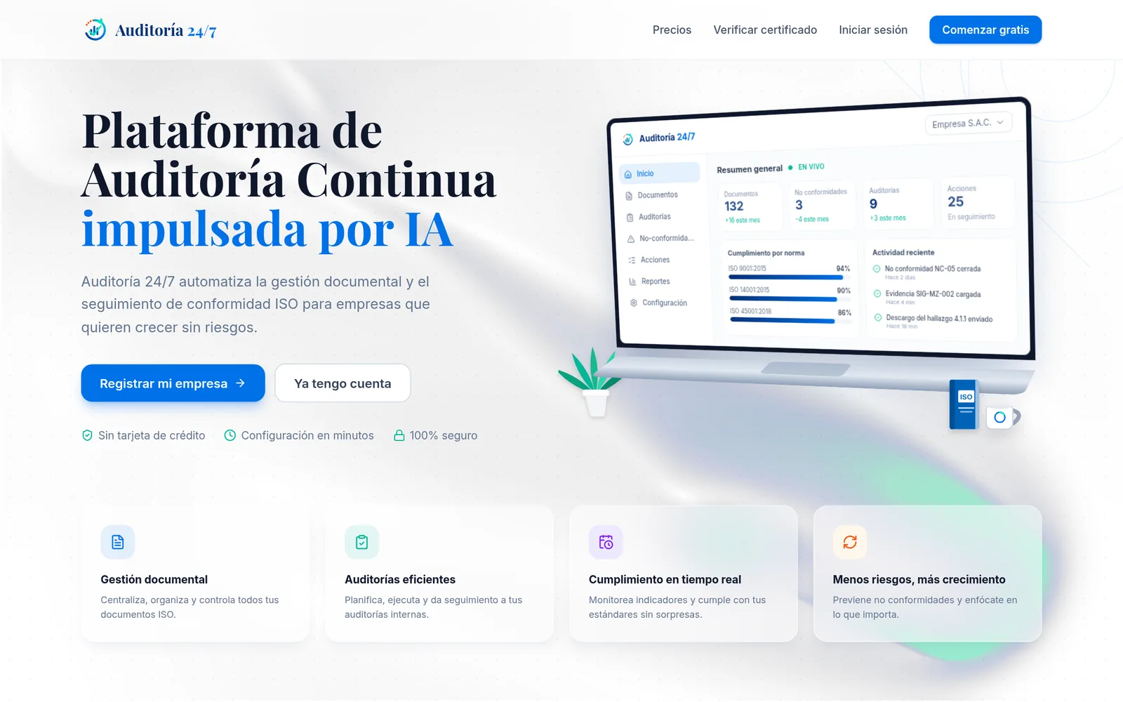 Portada con el panel de cumplimiento por norma