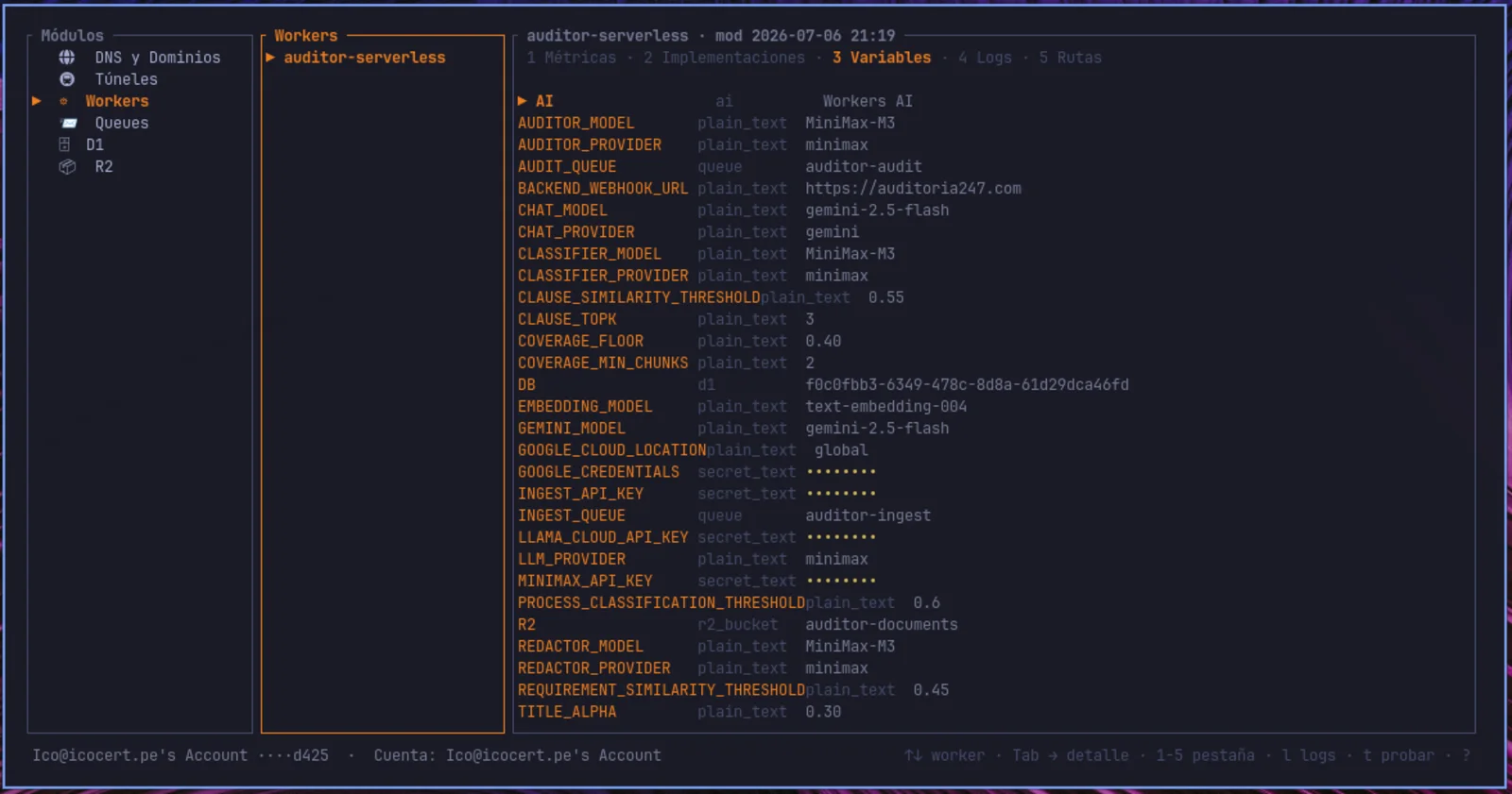 Workers: scripts y métricas de 24 h